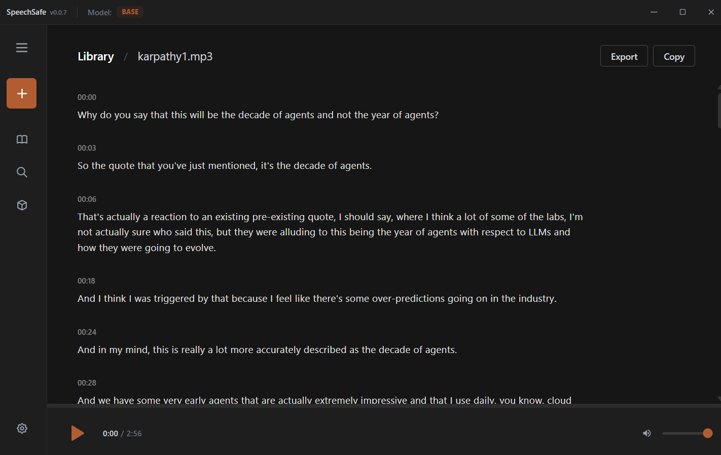 SpeechSafe App Interface