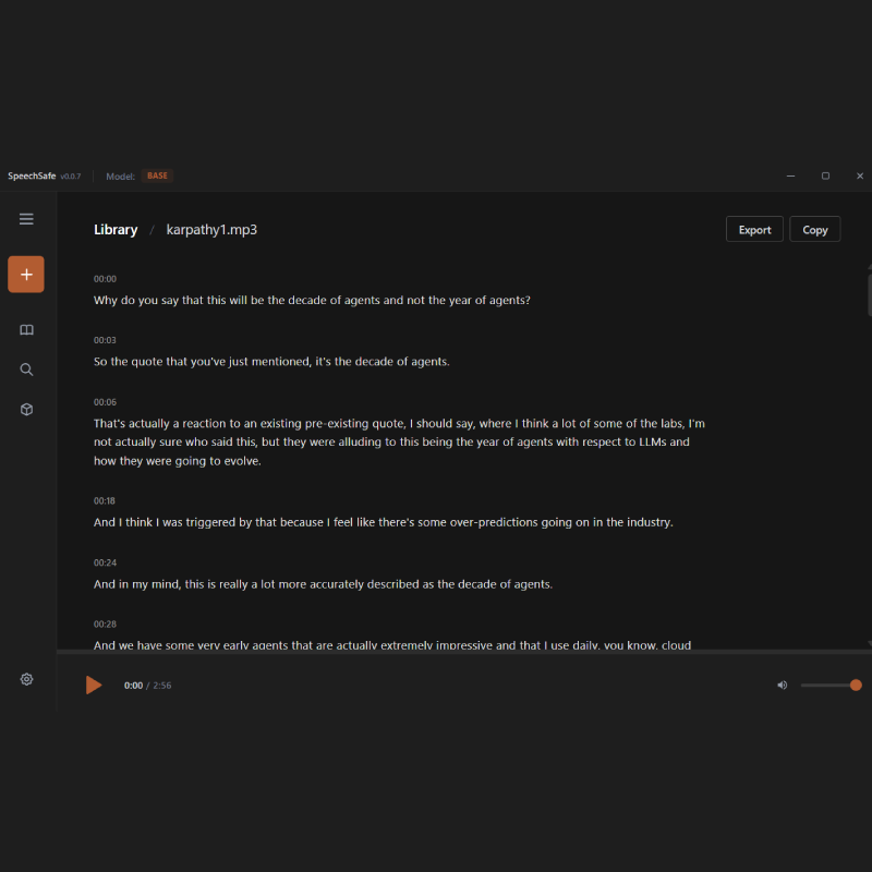 Batch export transcripts